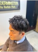 40代おすすめ2ブロック×トップポイントパーマ