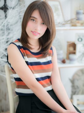 モッズヘア 越谷(mod's hair) 斜めバングツヤ感シアーベージュ小顔ミディc5越谷20代30代40代