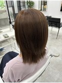 韓国顔まわりレイヤーカットグレージュオリーブベージュブラウン