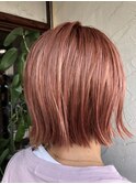 切りっぱなしボブ＋くすみオレンジ