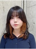 ミルクティーグレージュ小顔ウルフレイヤーくびれロングレイヤー