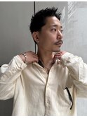無造作アップバング×テーパーフェード