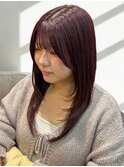 艶感ボルドーレッドレイヤーロング