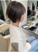白髪ぼかしショートボブアンブレラカラー30代40代艶髪
