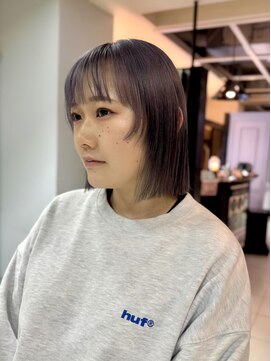 バム 名古屋栄店(BAMM) ラベンダーグレージュの切りっぱなしボブ【坂根】