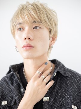 メンズヘア ビーセカンド 草加店(MENS HAIR B-2) 爽やか学生ホワイトブロンド韓国風ナチュラルマッシュg草加