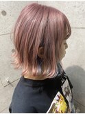 パールピンク×インナーブルー×外ハネボブ