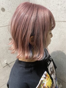 ヘアサロン ドットプラス 町田店(dot. plus) パールピンク×インナーブルー×外ハネボブ