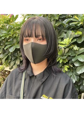 インク 渋谷(INK.) ブルーブラックとラベンダーアッシュのウルフカット