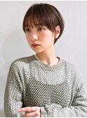 前髪あり耳掛け丸みくびれショートボブ20代30代40代50代（蘭）
