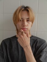 ポイントファイブバイソレイユ 豊橋駅前大通店(.5 by SOLEIL) メンズミディアムウルフカットセンターパートブリーチ