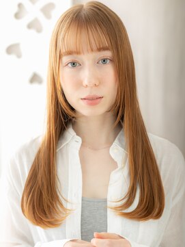 モッズヘア 越谷(mod's hair) 透明感カラーペールオレンジ顔周りレイヤーロングY越谷10代20代