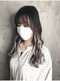 暗髪×シールエクステイヤリングカラー☆ホワイトアッシュ