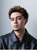 神保町スペインカールブルーブラックメンズスパイキーショート