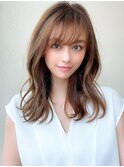 シャギーレイヤー韓国ワンホンヘアシースルーぱっつん前髪