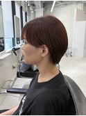 丸みショート×オレンジブラウン