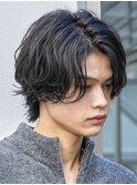 調布ニュアンスパーマ波巻きパーマセンターパートガイルヘア緩め
