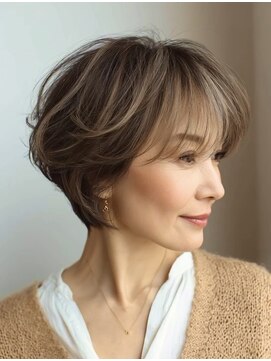 ハーツ(Heart's) ミセスショートレイヤー白髪染め白髪ぼかしカラー40代50代60代♪
