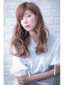 ヘアーアートシフォン 川口東口店(hair art chiffon) センターパートで厚めバングのくせ毛風小顔ふわミディマッシュ