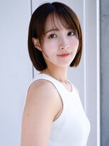 エインアンリー 表参道(AIN.ANLY.) シンプルストレート顎ラインボブぱっつん前髪流し前髪大人女子