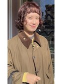 オン眉パーマ 似合わせボブパーマ オレンジブラウンカラー