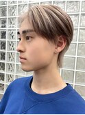 韓国メンズホワイトシースルーマッシュアッシュグレージュカラー