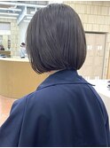 ブリーチなし切りっぱなしボブミディアムレイヤーボブ夏カラー