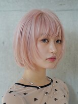 渋谷ブリーチカラータッセルボブ顔周りレイヤー切りっぱなしボブ
