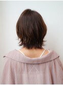 小顔大人可愛いひし形ミディくびれヘア暗めカラーグレージュ