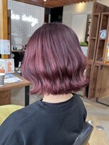 ラフ バイ マグ 南松本(R.A.F. by Mag) 大人可愛い◎冬のケアブリーチワインレッドカラーボブヘア×艶髪