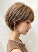 前髪あり小顔つや髪顔まわり簡単スタイリングショートボブヘア