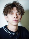 フェザーパーマ/ブルーブラック/刈り上げセンターパート[新宿]