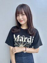 エアー 青山(AIR) くびれミディアムレイヤー暗髪ピンクベージュ