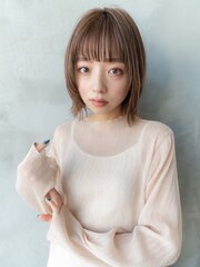 大人かわいい前髪セシルカットココアブラウンフリンジウェーブ