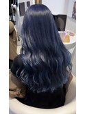 ネイビーカラー　ブリーチ　ダブルカラー