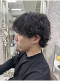 メンズパーマ波巻きパーマゆるめふんわりパーマ岡山南中央町