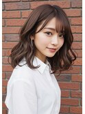 20代30代大人可愛いウェーブヘアくせ毛風パーママロンベージュ