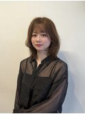 ★韓国ヘアブリーチなしベージュ/レイヤーボブ前髪顔周り