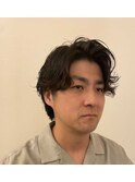 アップバングスパイラルパーマスタイル