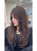 イヤリングカラー/外ハネボブ /縮毛矯正/レイヤーボブ/艶髪