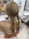 ツイン編み下ろしヘアセット