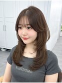 セミロングレイヤーワンカールハッシュカット20代30代40代表参道