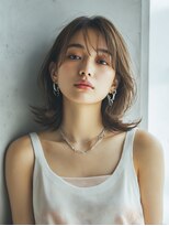 ロッソ 大橋店(Rosso) 透け前髪のブラウン外ハネミディ【大橋】