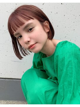メーヴェ(Mowen) mowen 南堀江 ミニボブ×ピンクブラウン×ニュアンスパーマ