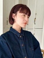 ガーデンヨコハマ(GARDEN YOKOHAMA)&nbsp;ピンクブラウン　切りっぱなしボブ　美髪　フルバング　暖色