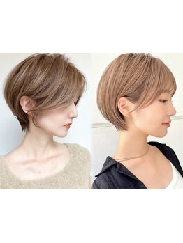 全方向に美しさ際立つ"小顔ひし型シルエット"ショート☆sand流神技カットで自然にまとまる美ショート/横浜
