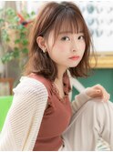 ★オレンジベージュくせ毛風小顔エアリーミディアム20代30代★1