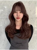 韓国ヘア 顔周りカット 美髪 ウェーブヘア 20代 ブラウンカラー