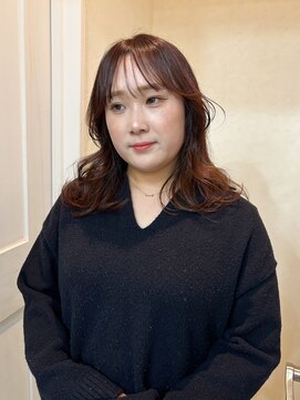 リル(RiLU) warmブラウンカラー/顔周りカット/韓国巻き