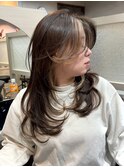 ブラウン×ハイライト　海外レイヤーカット/バタフライレイヤー